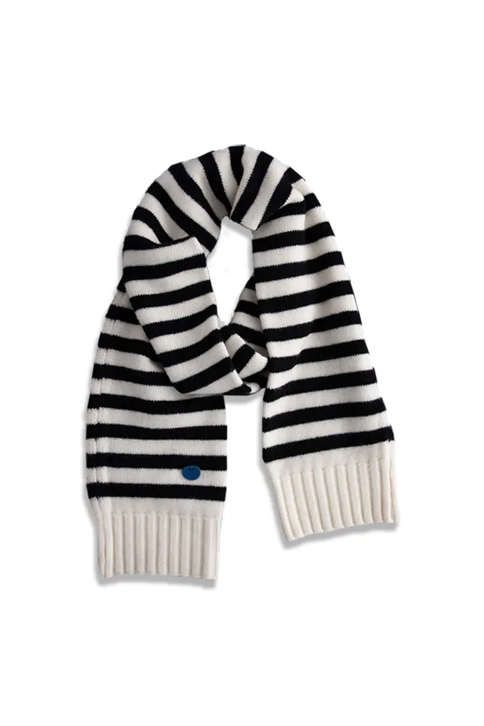 100 Wool Knit Striped Scarf