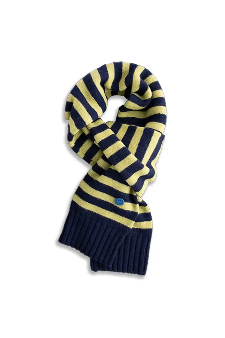 100 Wool Knit Striped Scarf