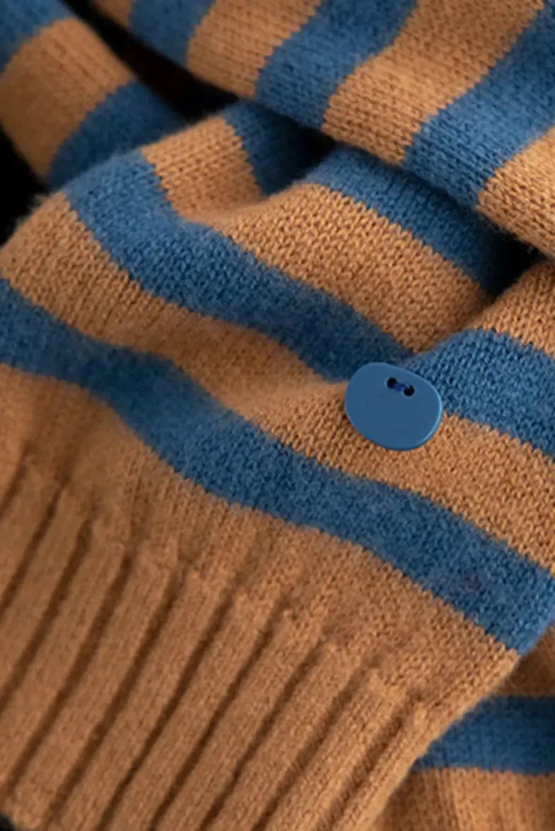 100 Wool Knit Striped Scarf