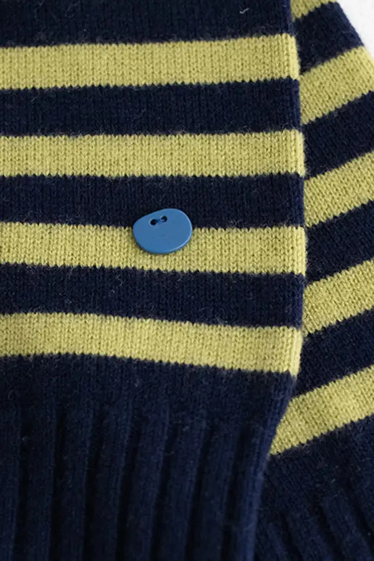 100 Wool Knit Striped Scarf