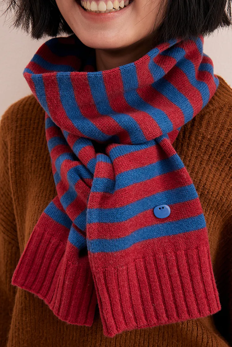 100 Wool Knit Striped Scarf