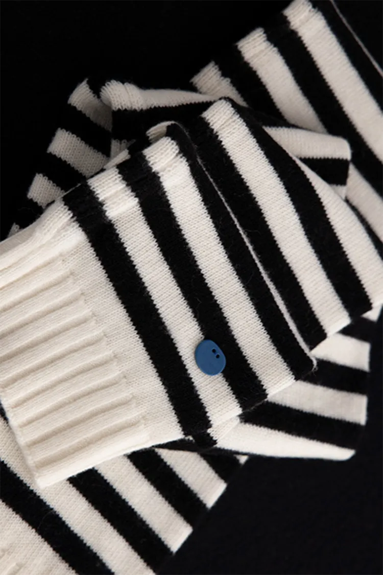100 Wool Knit Striped Scarf