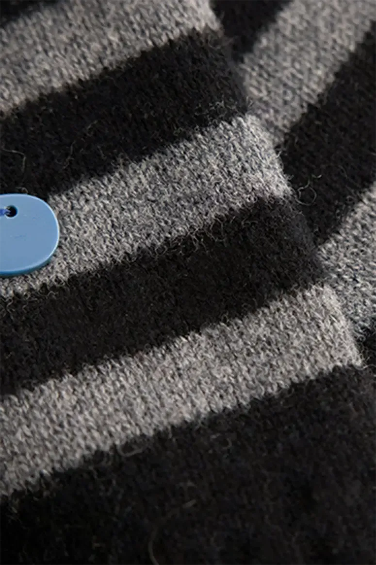 100 Wool Knit Striped Scarf