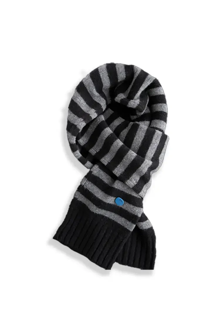 100 Wool Knit Striped Scarf