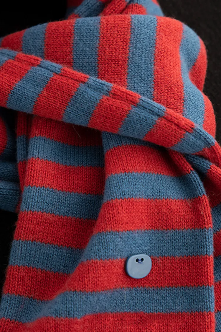 100 Wool Knit Striped Scarf