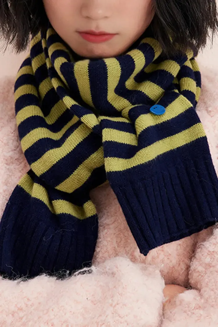 100 Wool Knit Striped Scarf