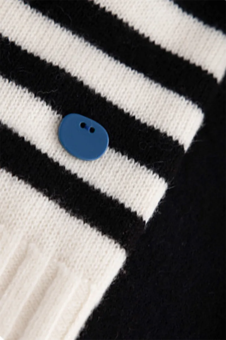 100 Wool Knit Striped Scarf