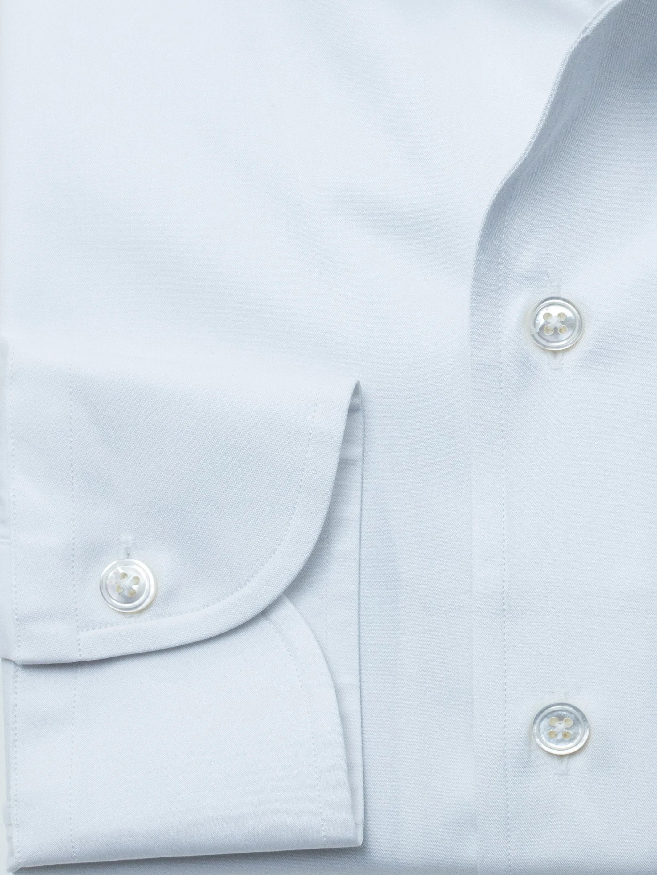 120s White Cotton "Ascot Collar" Shirt