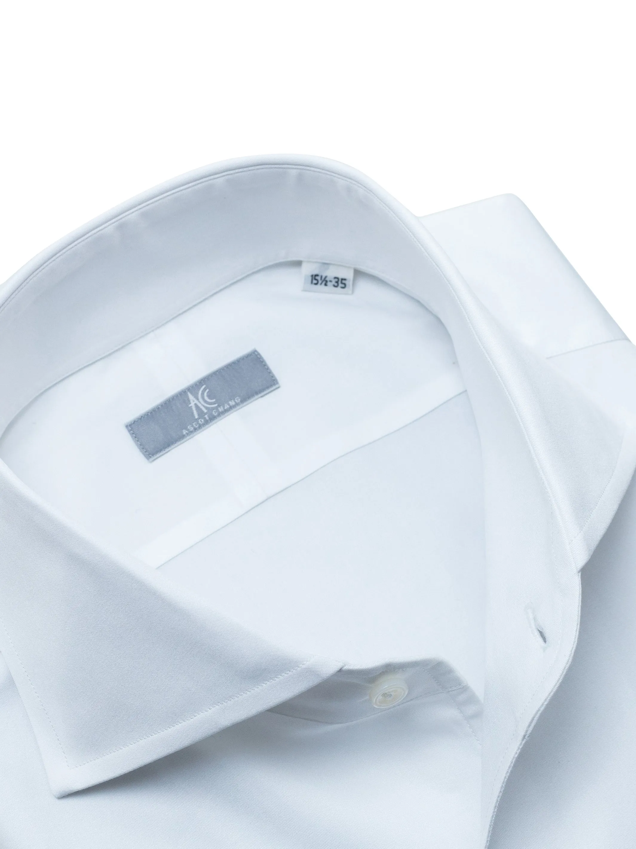 120s White Cotton "Ascot Collar" Shirt