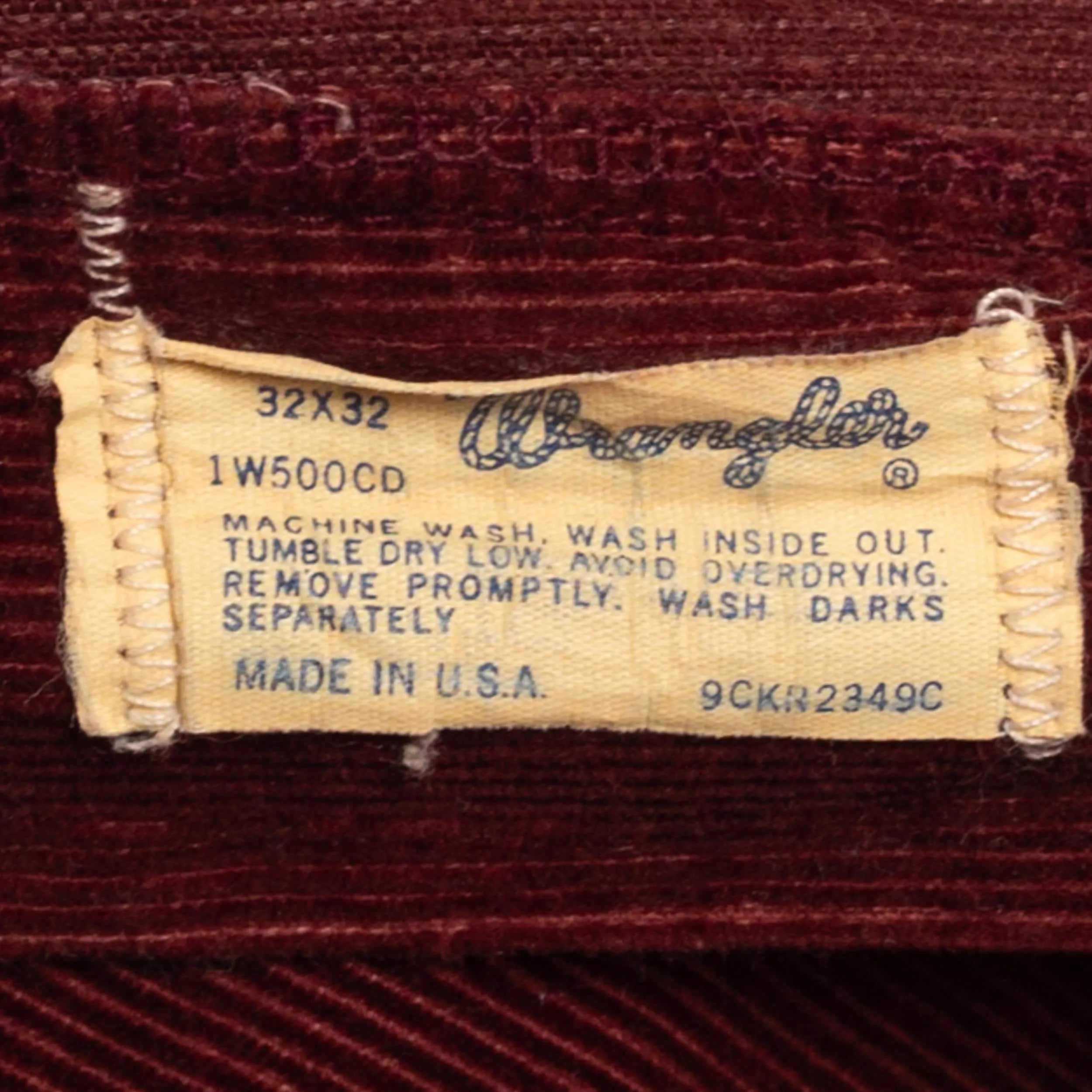 31x31 70s Wrangler Maroon Red Corduroy Pants Unisex
