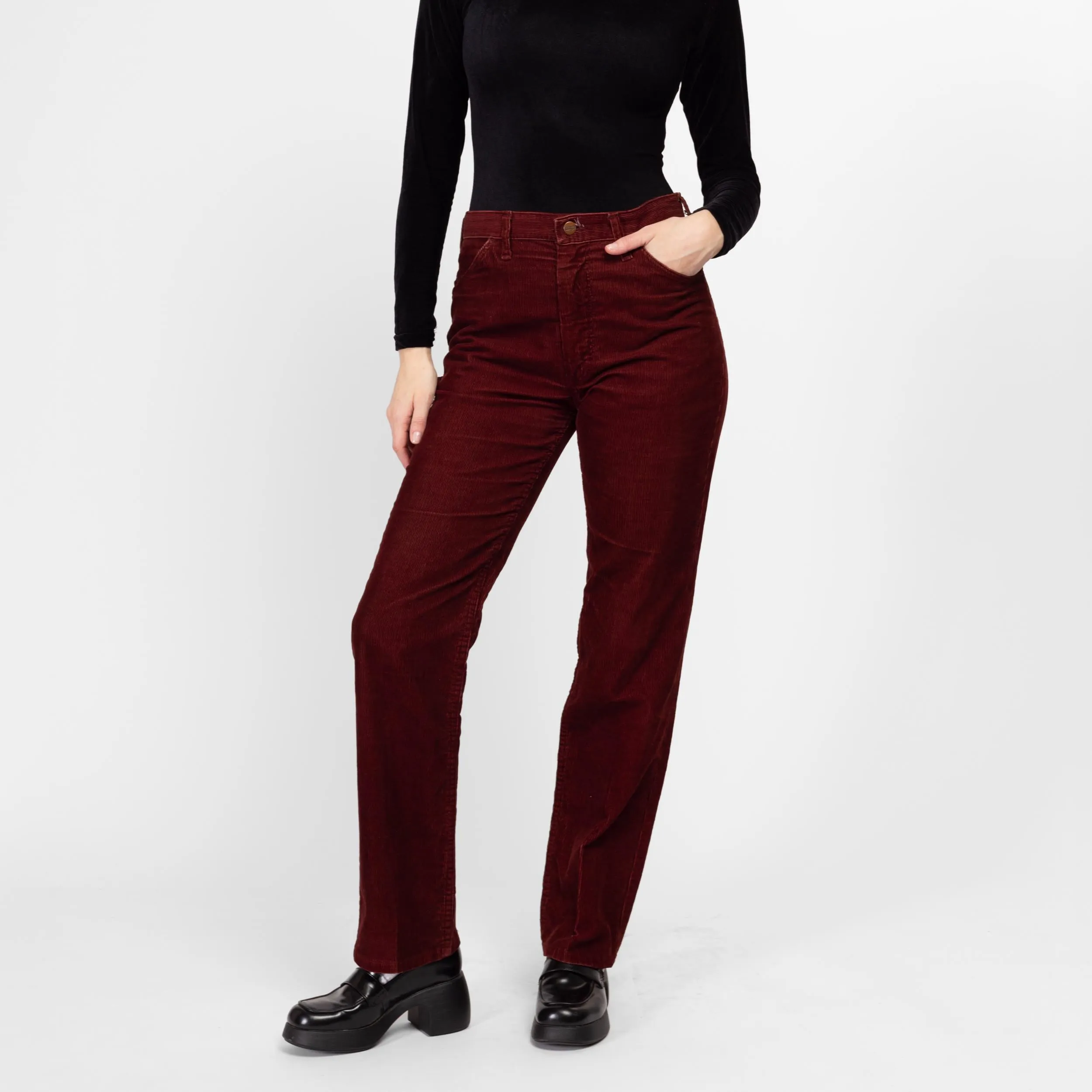 31x31 70s Wrangler Maroon Red Corduroy Pants Unisex