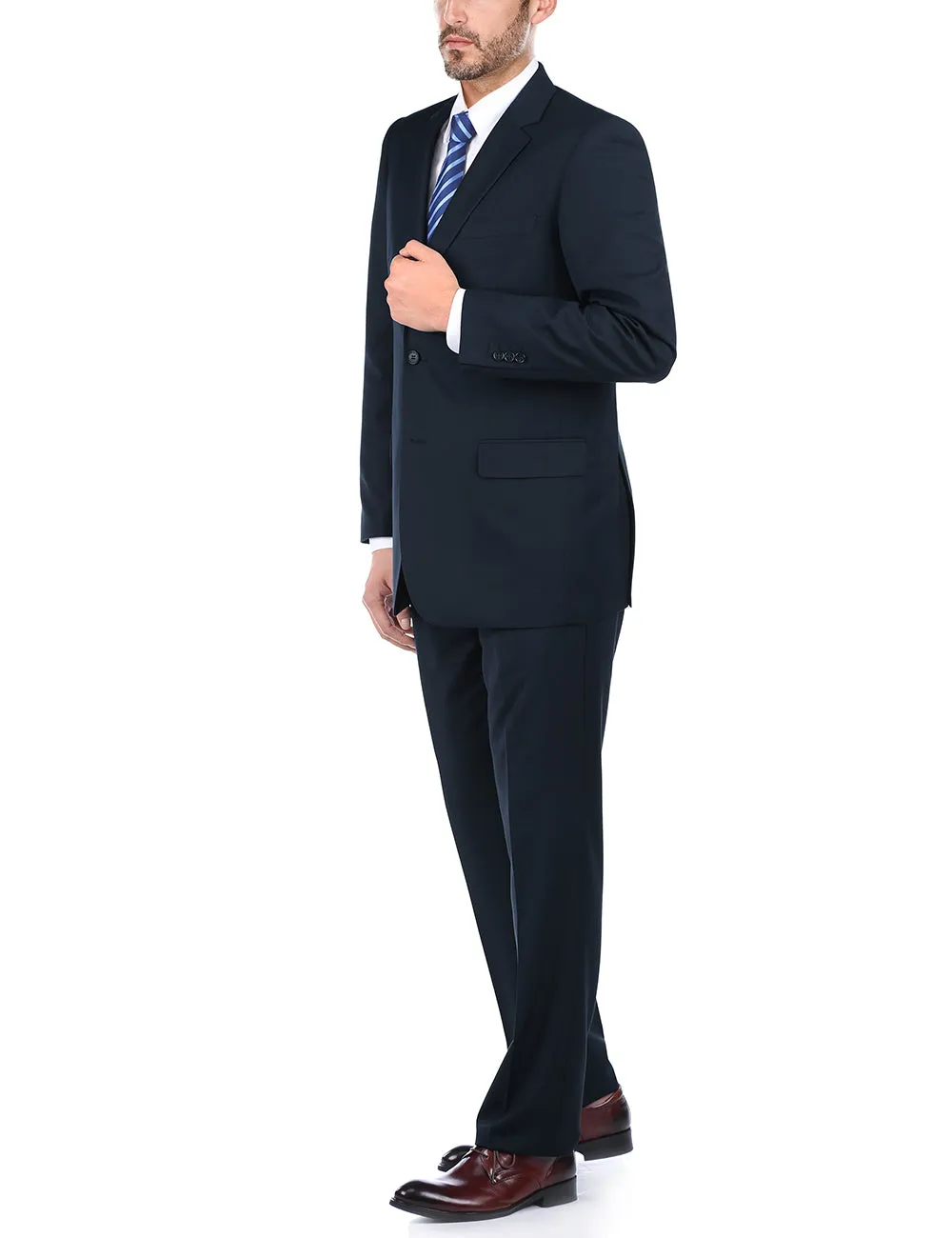 (38L, 48S) 2 Piece Suit 2 Buttons Regular Fit In Dark Navy