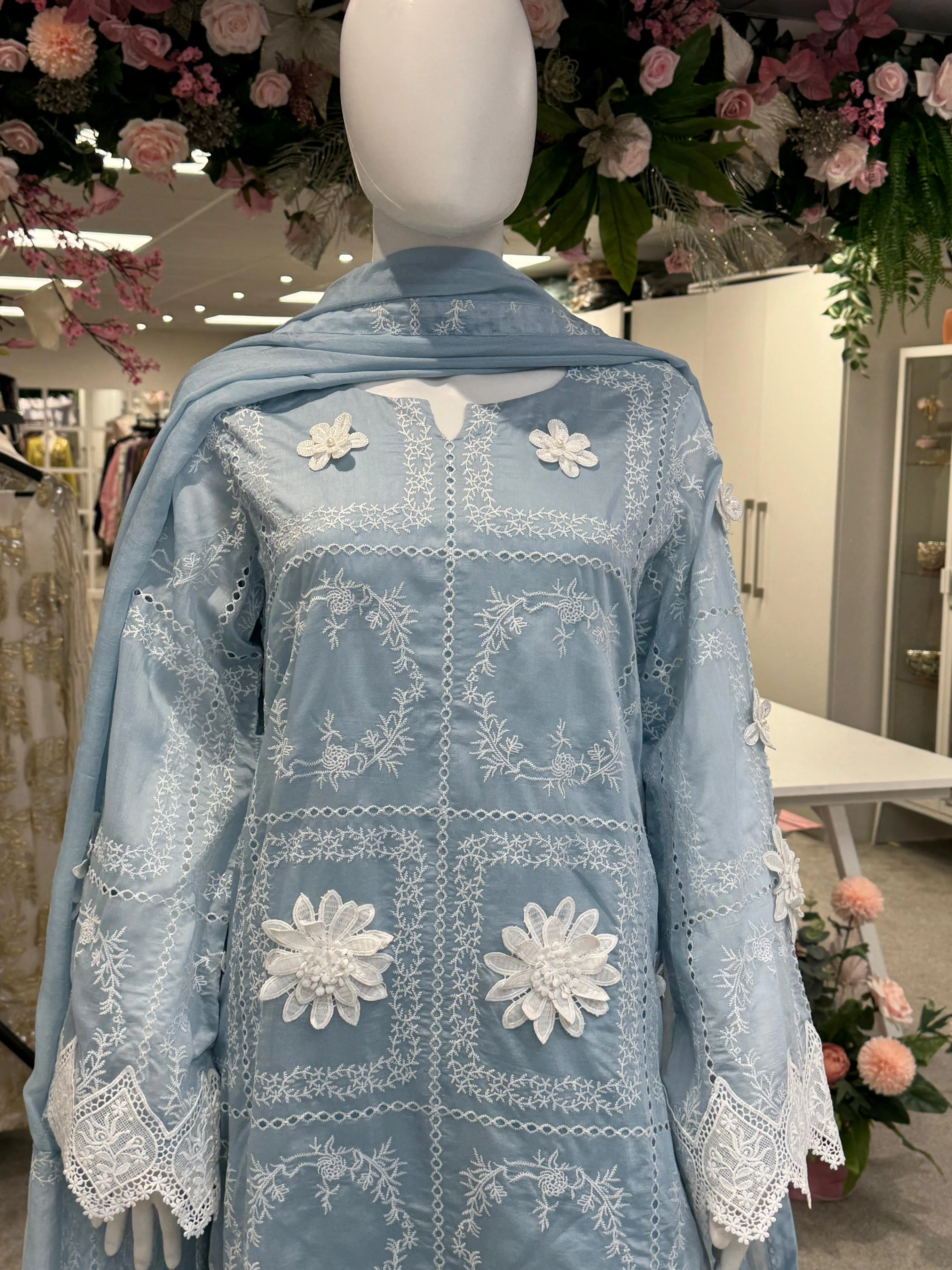 3d flower paper silk outfit