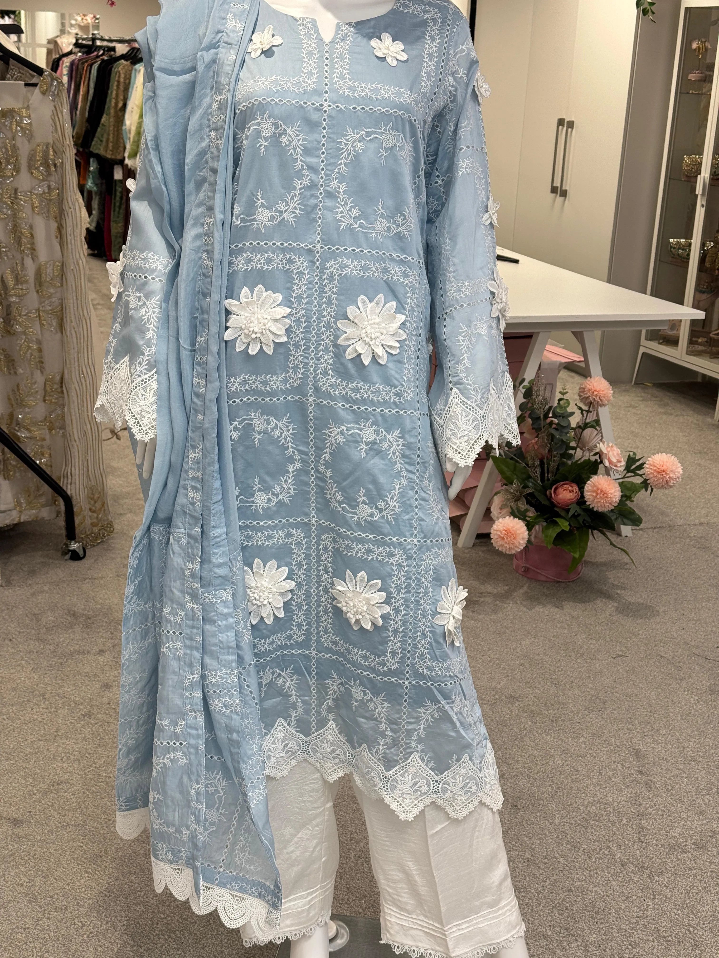 3d flower paper silk outfit