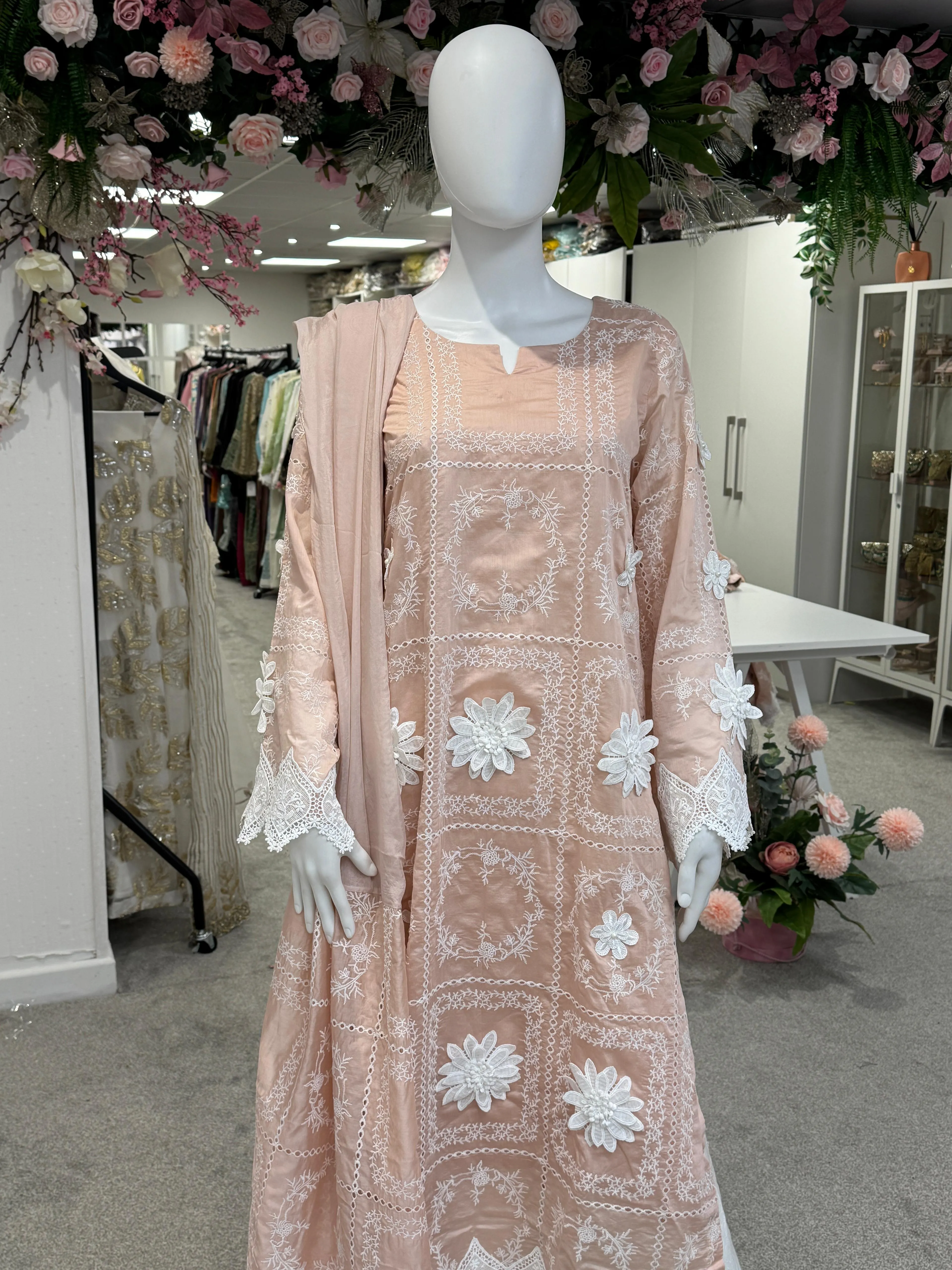 3d flower paper silk outfit
