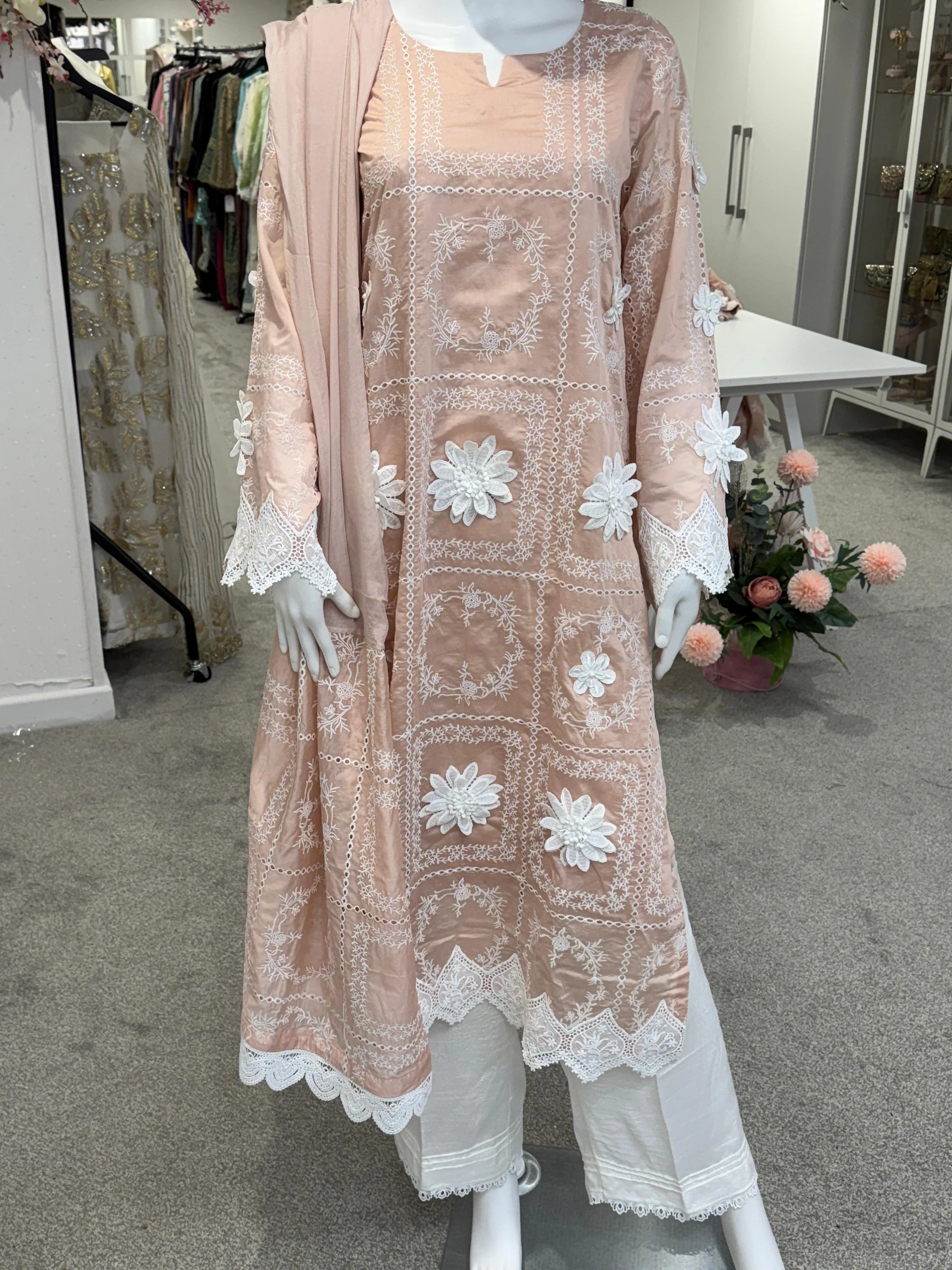 3d flower paper silk outfit