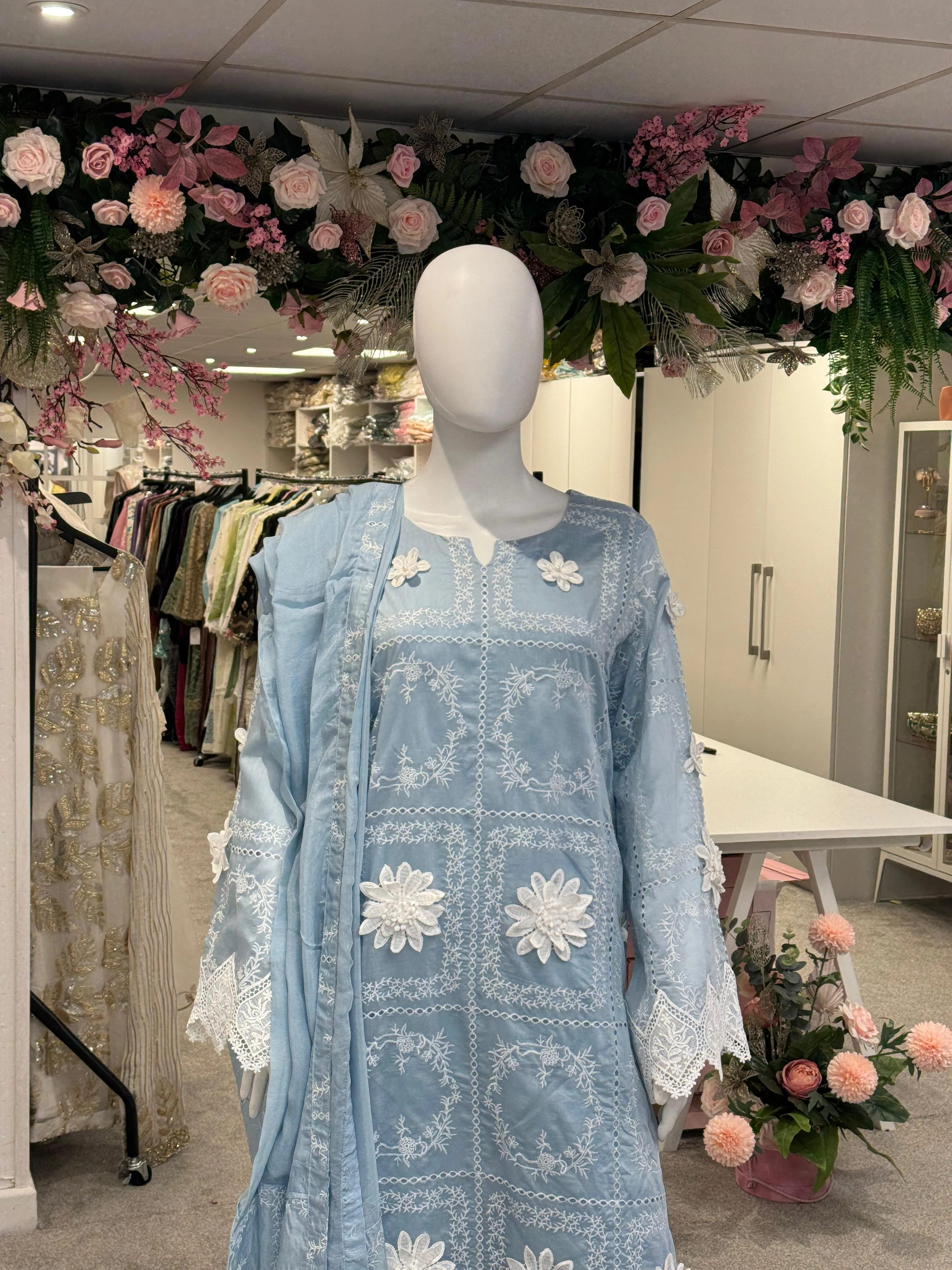 3d flower paper silk outfit