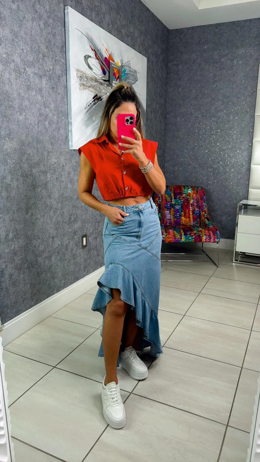 5241 Fit and flare maxi denim skirt