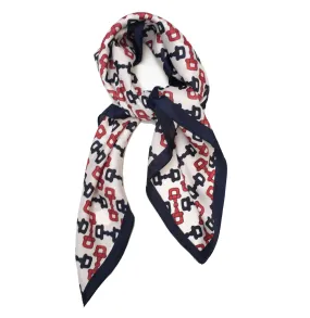 70cm x 70cm Square Scarf Navy Cream Red monogram Scarf Thin Silky Womens Summer Spring