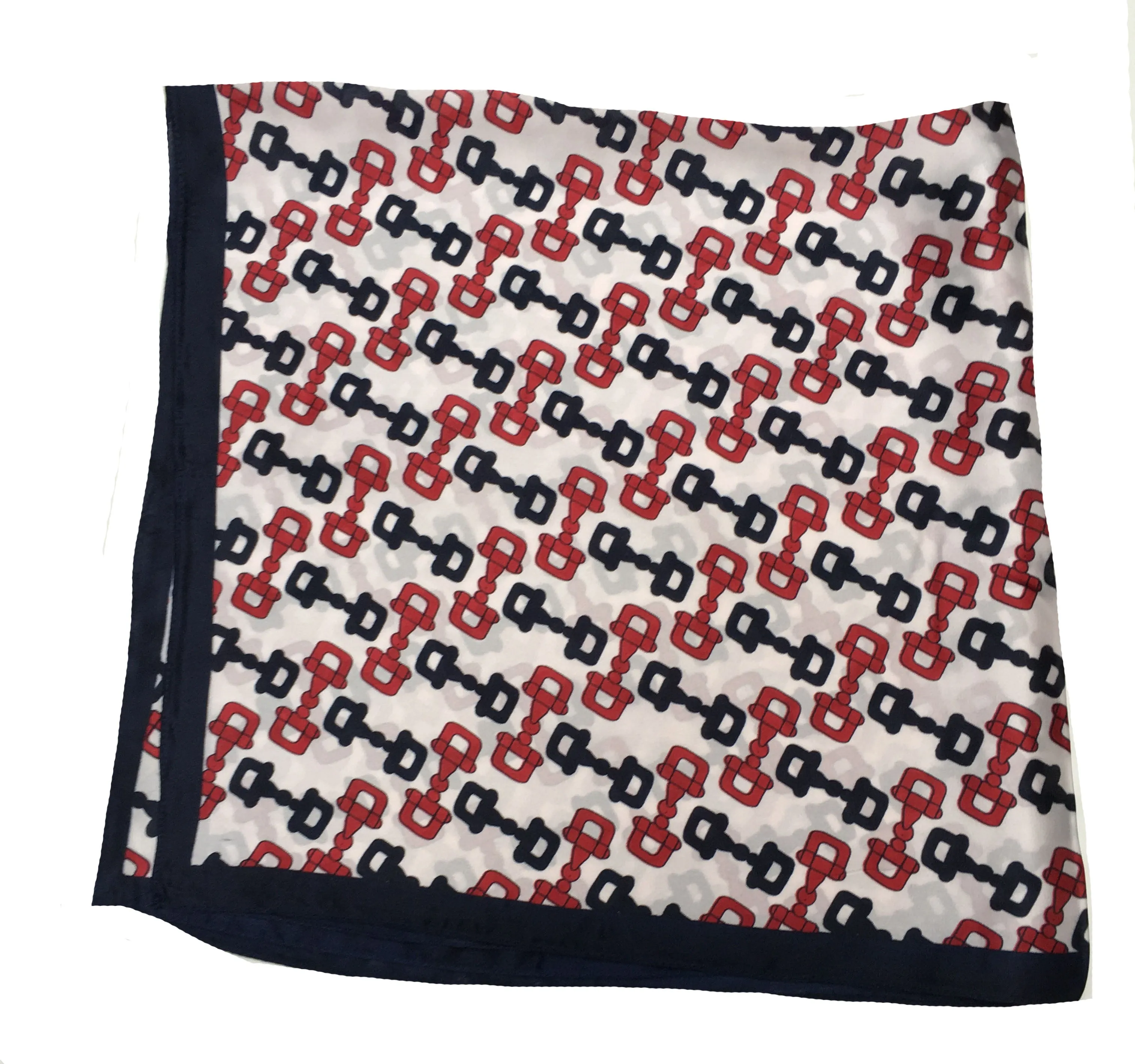 70cm x 70cm Square Scarf Navy Cream Red monogram Scarf Thin Silky Womens Summer Spring