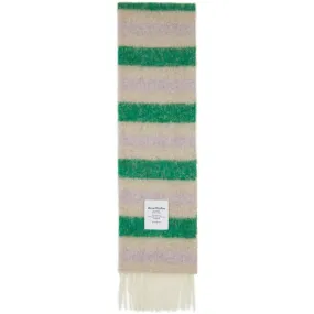 Acne Studios Green and Beige Alpaca Striped Scarf