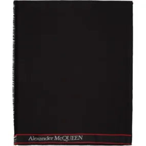 Alexander McQueen Black Logo Stole Scarf