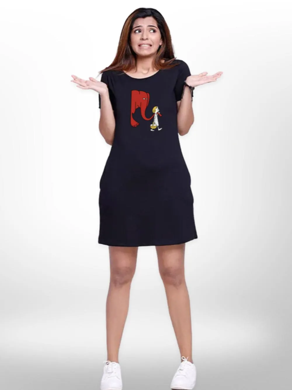 Animal  With Man Friendship Printed Long T-shirt For Women's