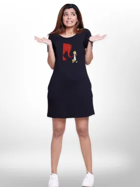 Animal  With Man Friendship Printed Long T-shirt For Women's