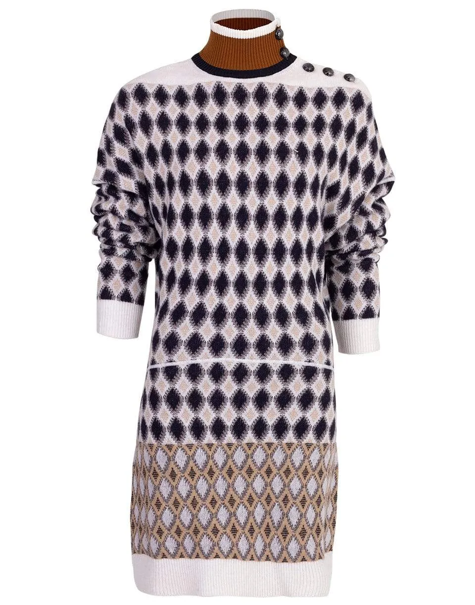 Argyle Drop Shoulder Sweater Dress