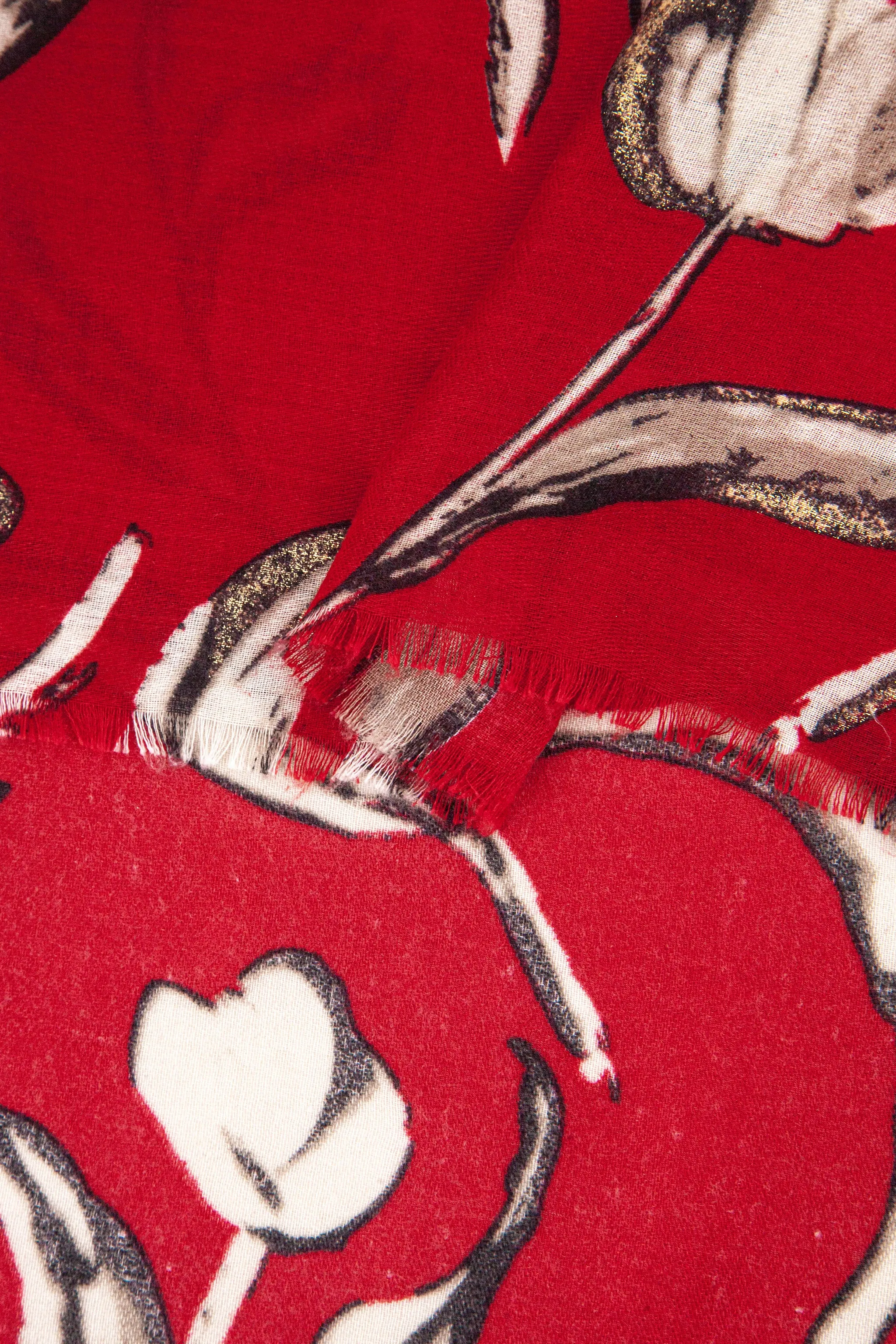 Ashley Lightweight Scarf - Red, Large Floral