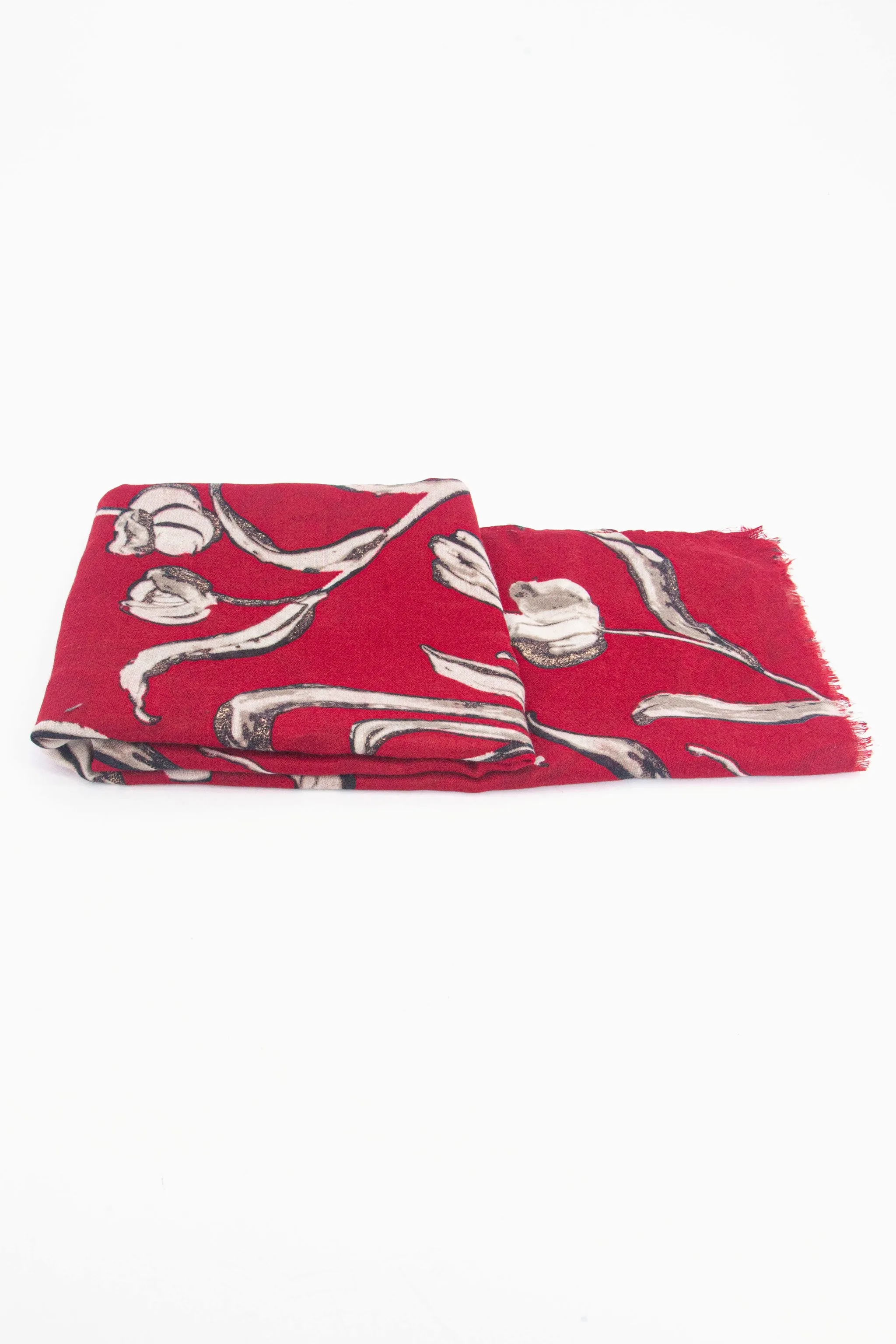 Ashley Lightweight Scarf - Red, Large Floral