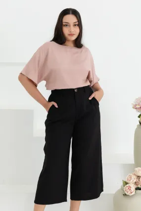 Aubrey Wide Leg Culottes In Black