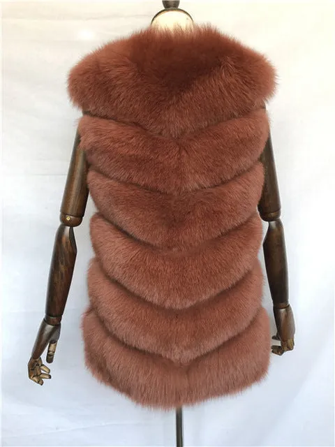 Autumn Winter Women Real Fox Fur Vest Female Genuine Fox Fur Coat Leather Jacket Warm Lady Gilet Natural Fox Fur Waistcoat