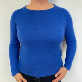 Azure Blue Cashmere Crew Neck Jumper Large.