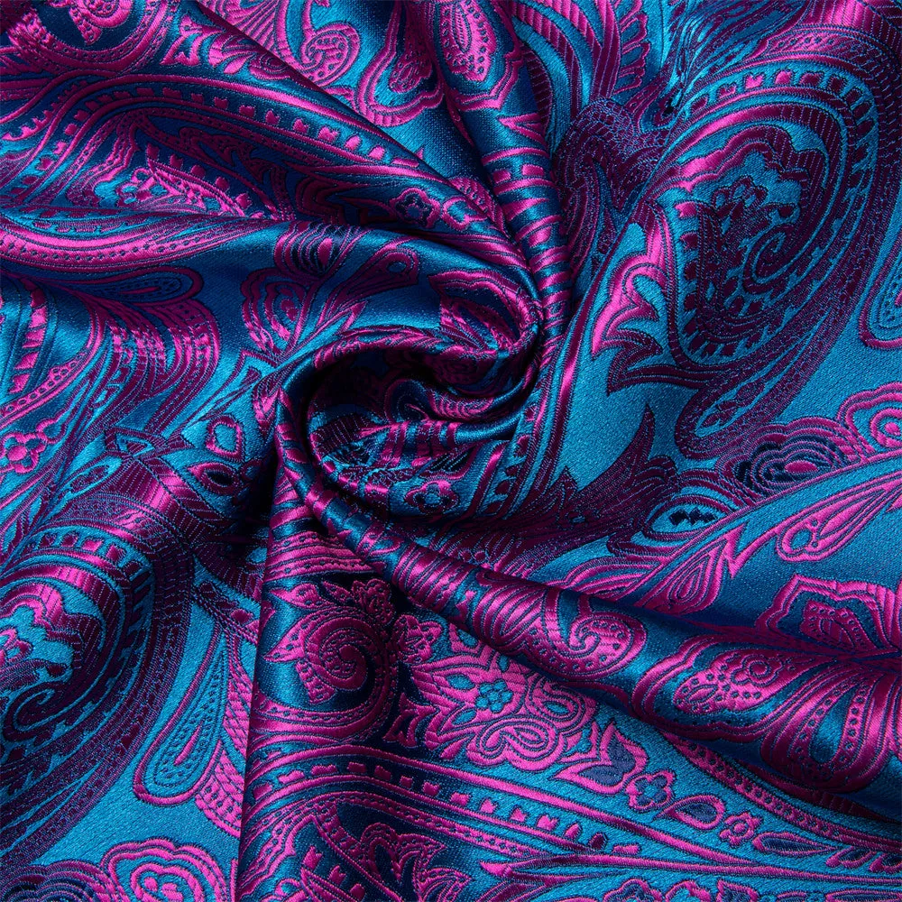Barry Wang Blue Purple Floral Silk Pattern Scarf