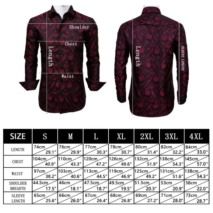 Barry Wang Men Casual Button Down shirt Grey Paisley Silk Male's Shirt