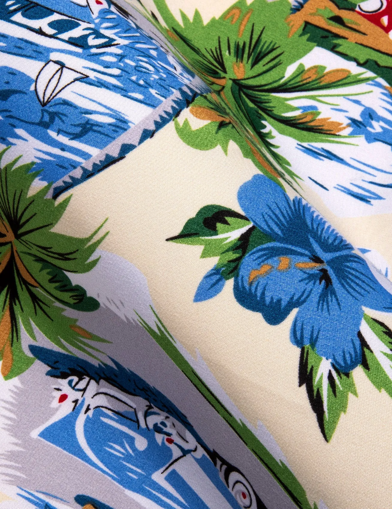 Barry Wang Shirt Men Pale Green Seaside Floral Short Sleeves Shirt