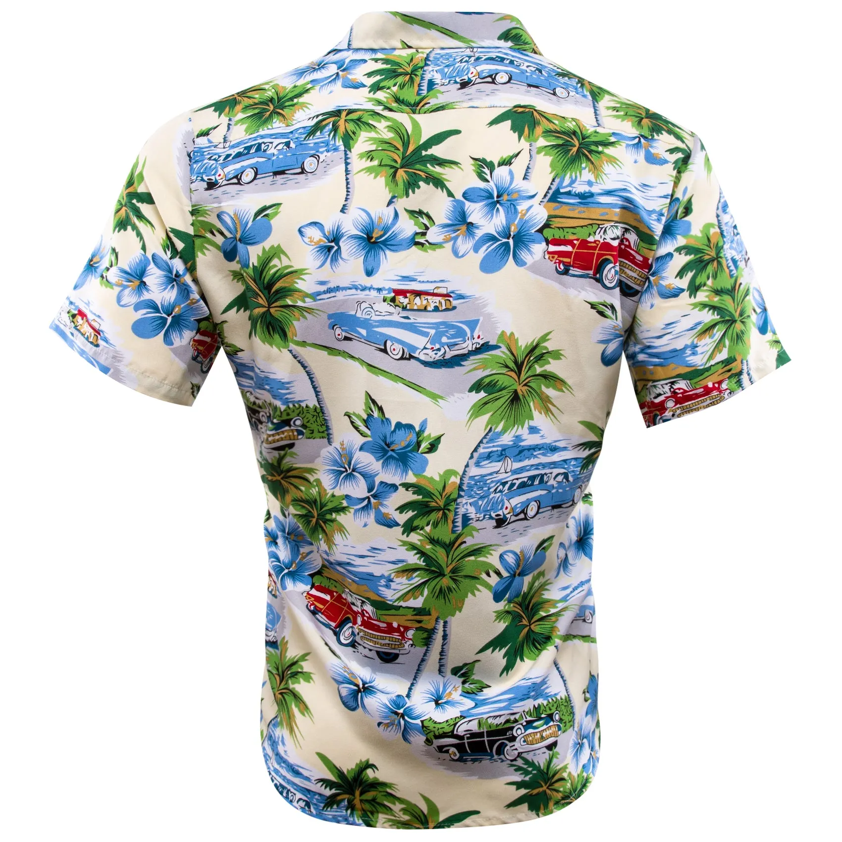 Barry Wang Shirt Men Pale Green Seaside Floral Short Sleeves Shirt