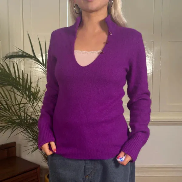 Benetton Jumper - Medium Purple Wool Blend