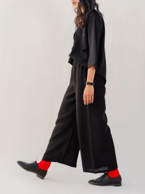 BLACK DRAWSTRING CULOTTES