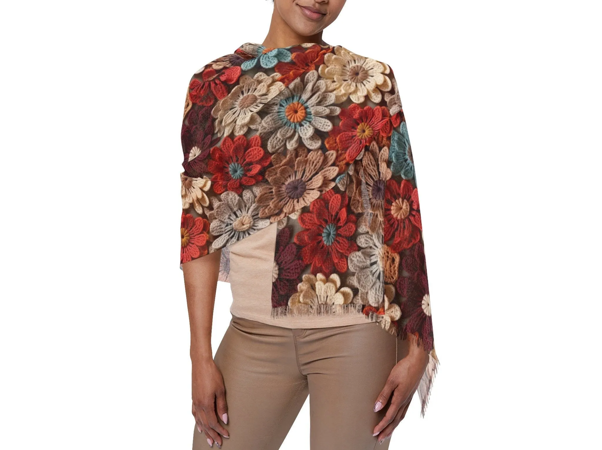 Blossom Elegance Lightweight Floral Scarf for All Seasons Crochet Design Blossom Breeze Delicate Floral Evening Shawl Lightweight Floral
