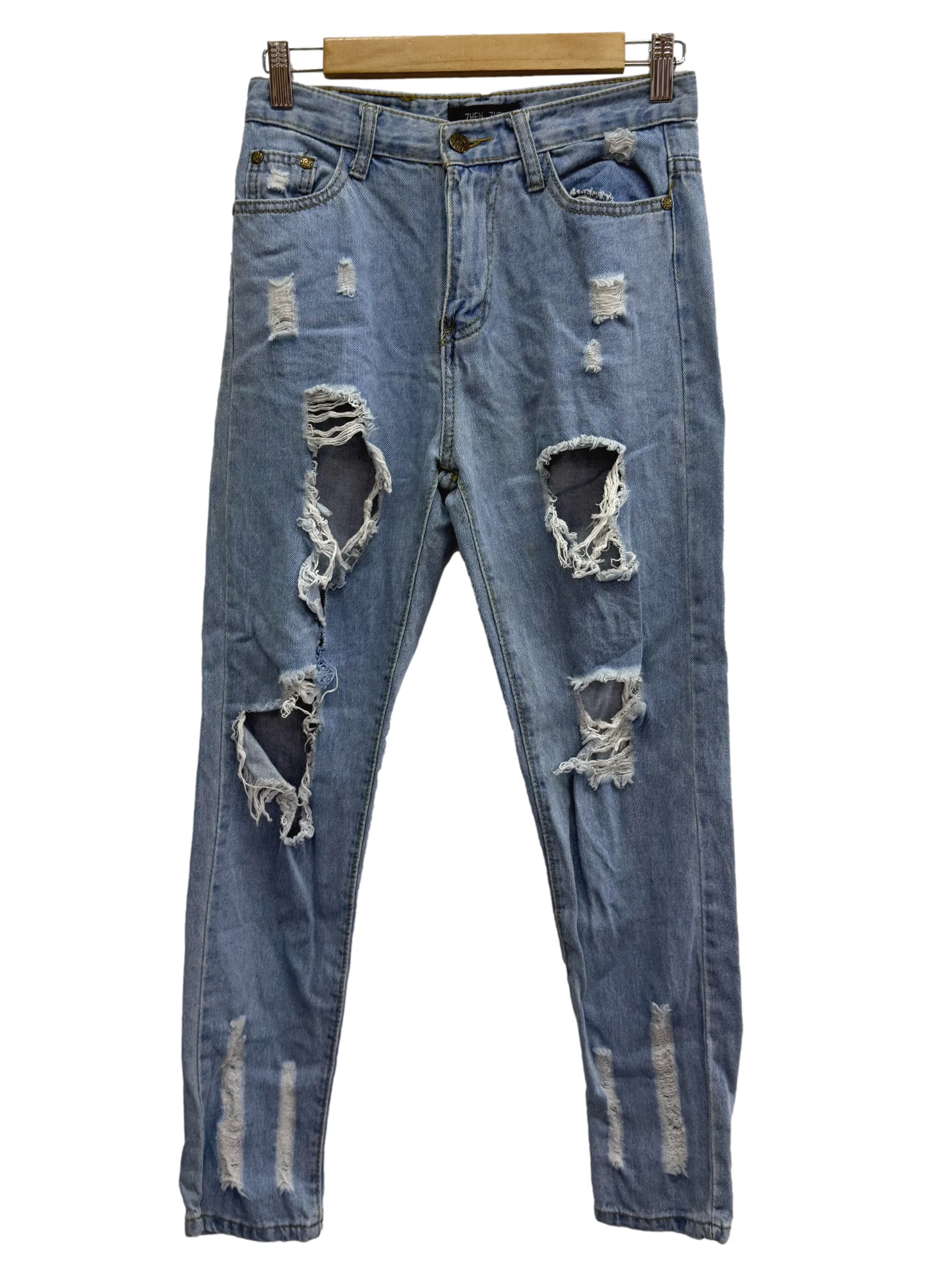 Blue Denim Distressed Pants