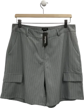 boohoo Grey Pinstripe Cargo Jort Culottes UK 12