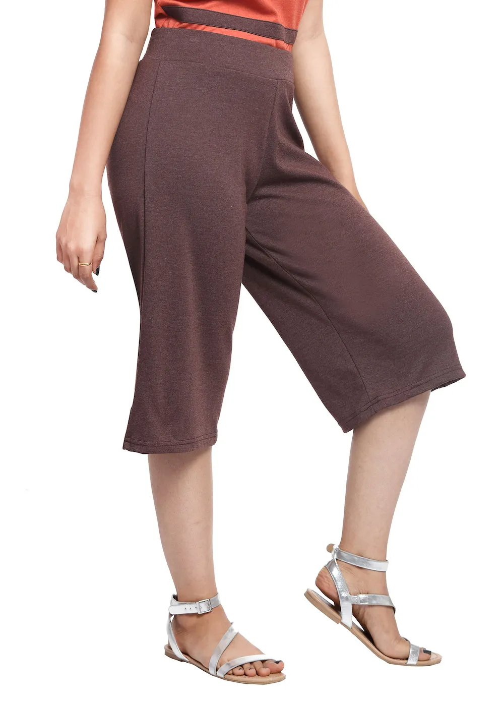 Brown Knit Culottes