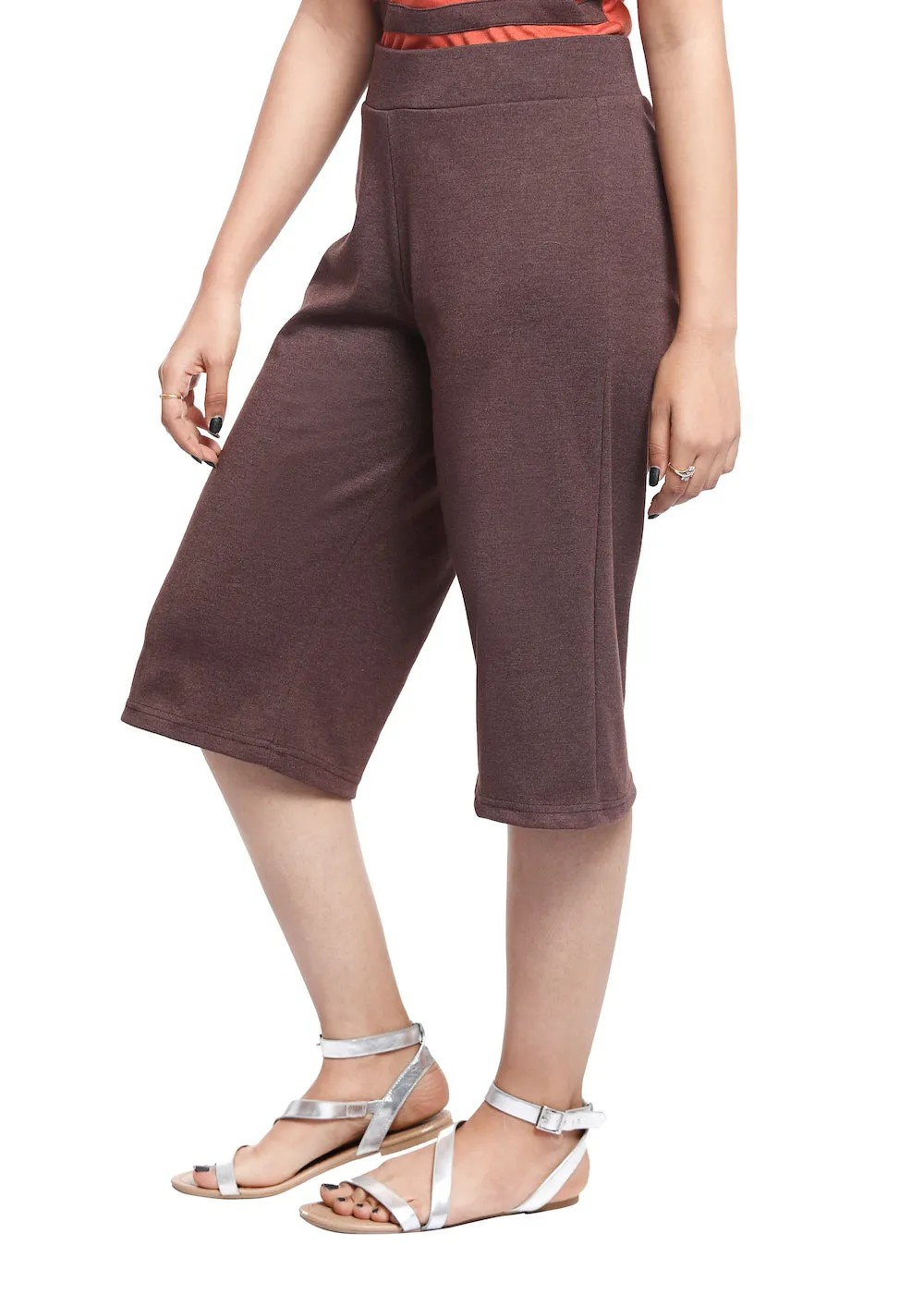 Brown Knit Culottes