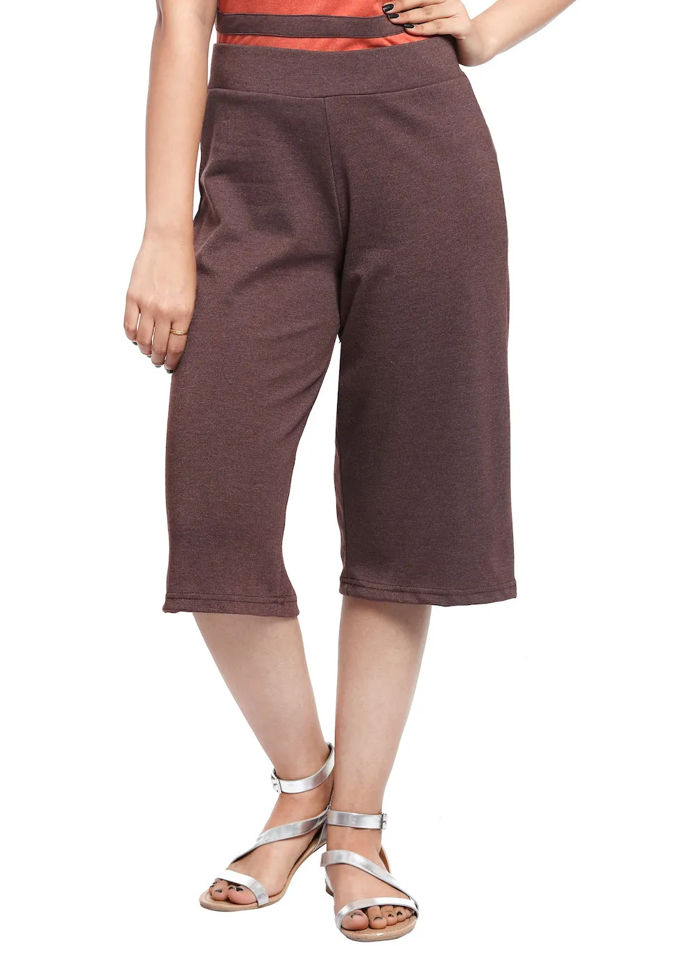 Brown Knit Culottes