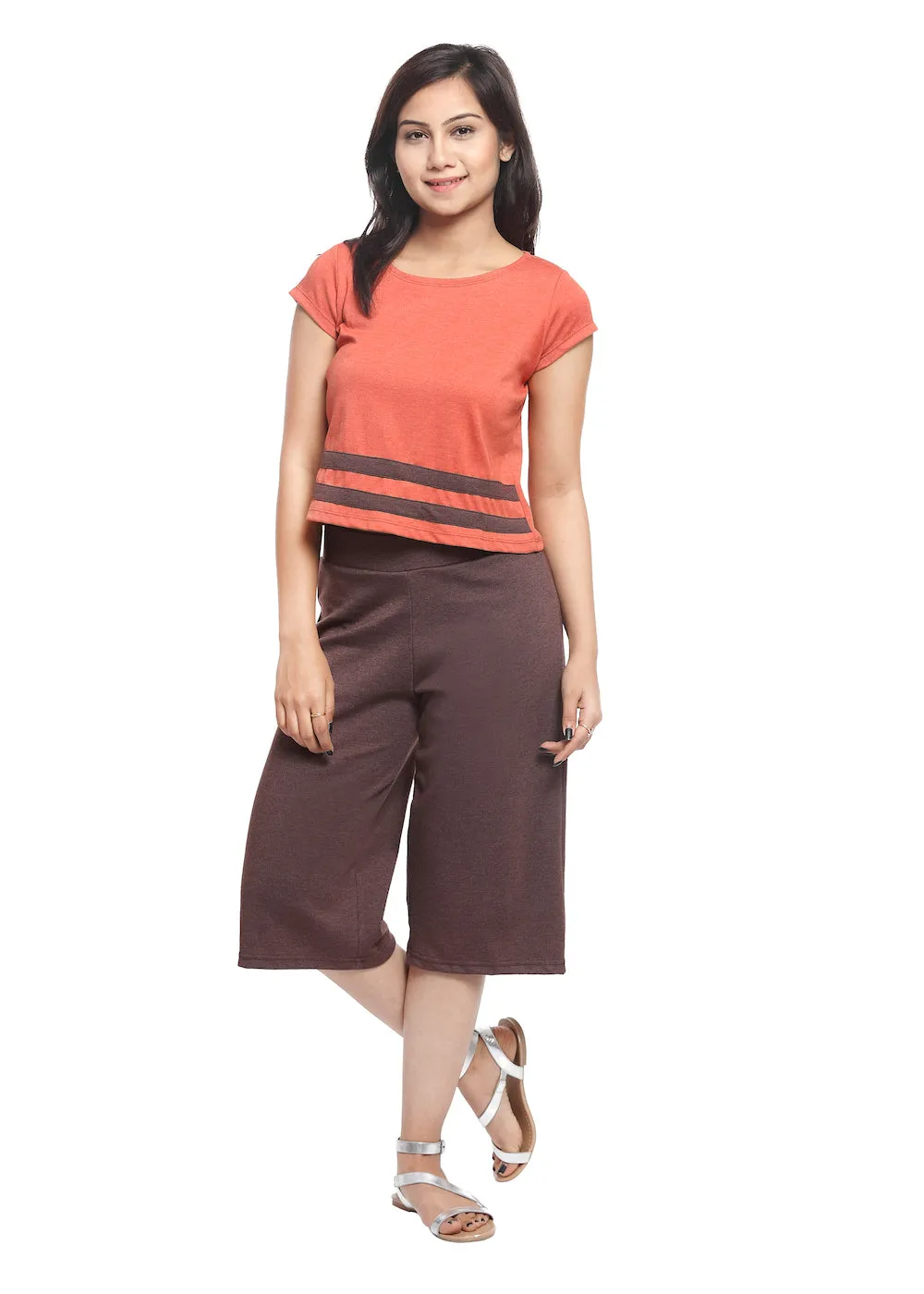 Brown Knit Culottes