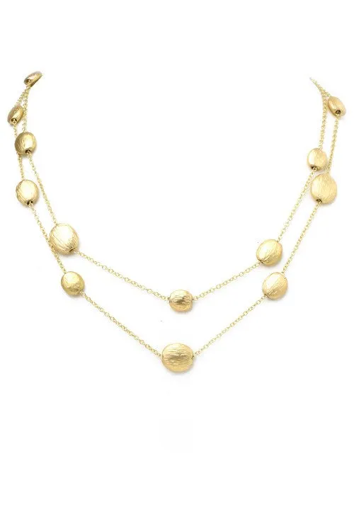Brushed Beaded Layered Necklace