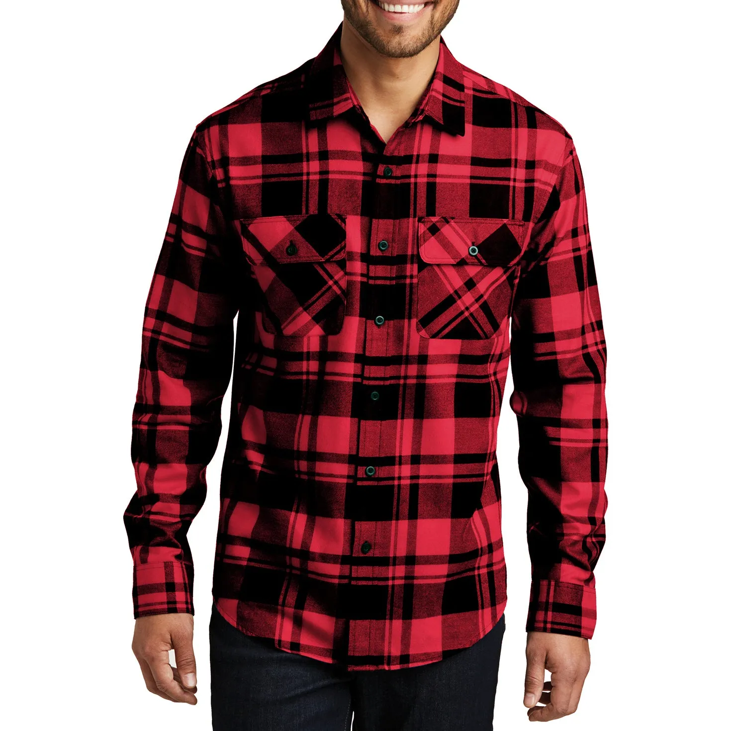 Buffalo Plaid Flannel Long Sleeve Shirt Casual Button Down With Pockets