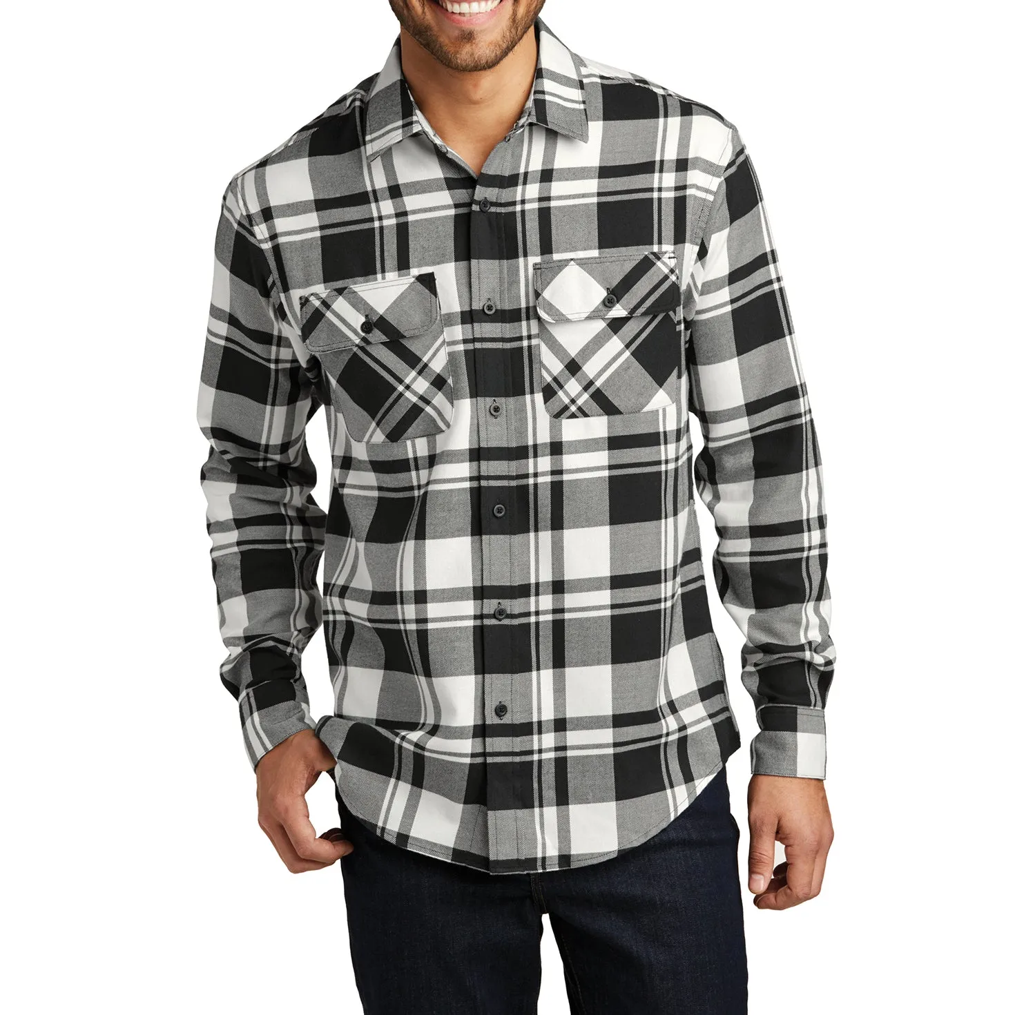 Buffalo Plaid Flannel Long Sleeve Shirt Casual Button Down With Pockets